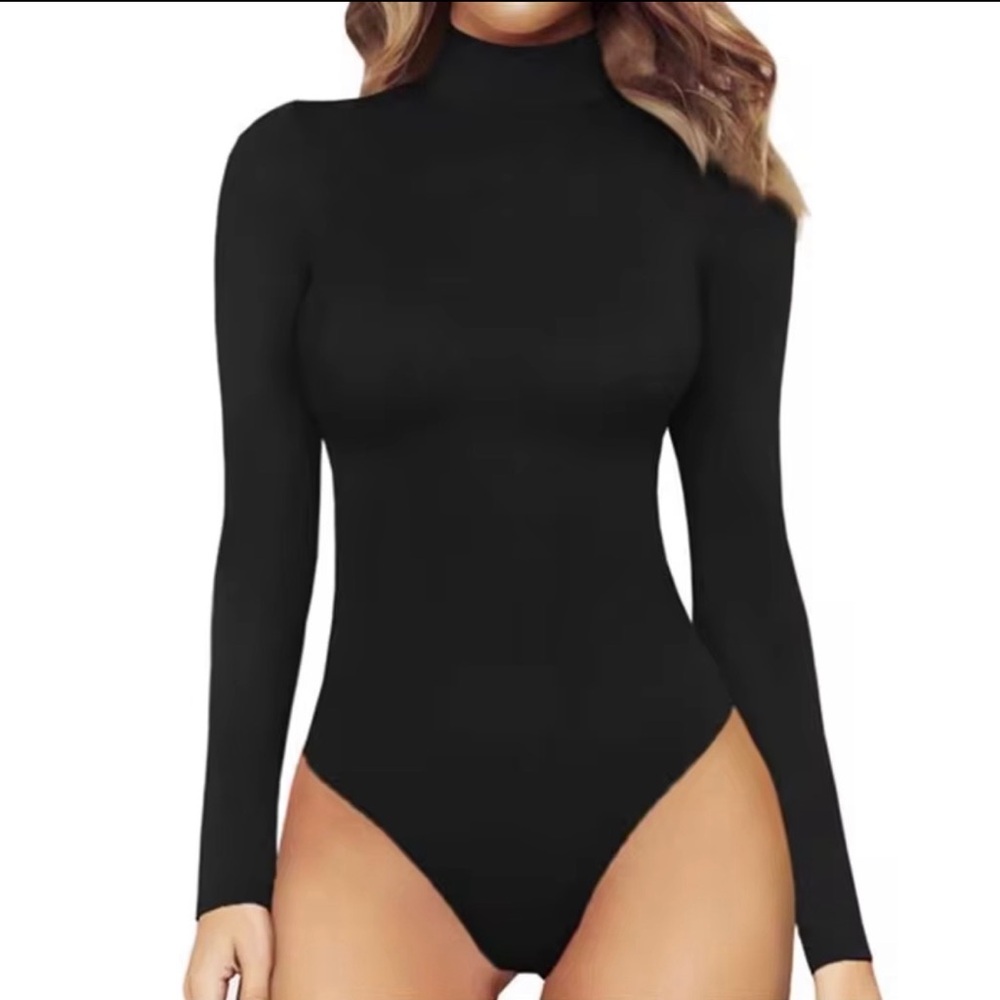 Women's Black Long Sleeve Bodysuit